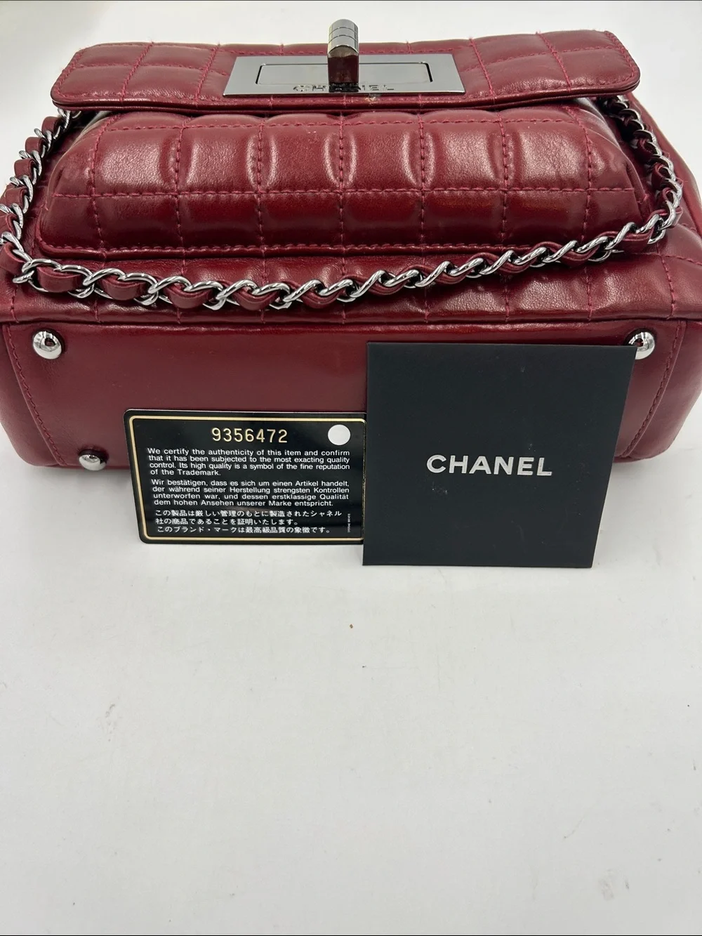 Women Chanel chocolate bar, Mademoiselle reissue square tote bag made in Italy